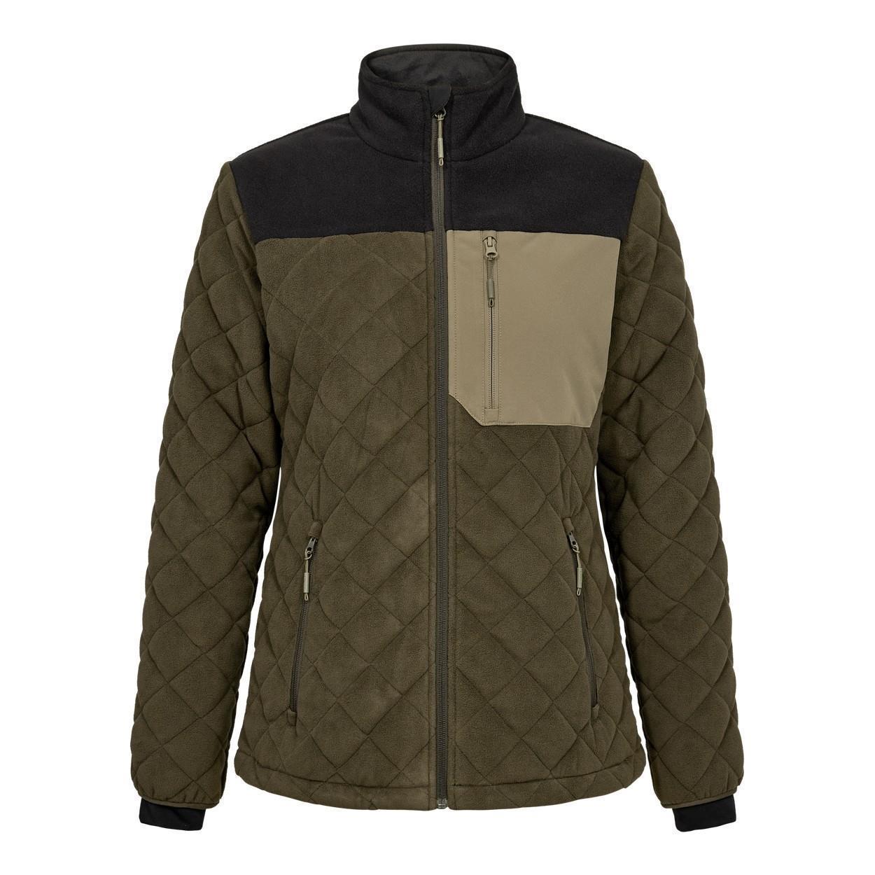 ENGEL Entire 1336-143 Damen Gestepptes-Fleecejacke in Forest Green/Schwarz, Größe XS