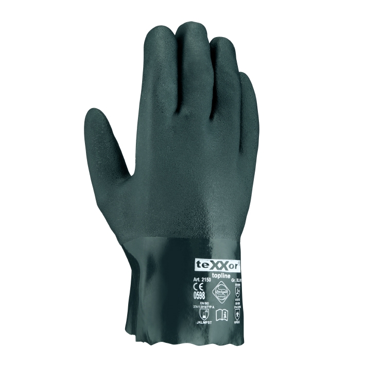 teXXor® topline Chemikalienschutz-Handschuhe PVC GRÜN in Grün, Größe 10