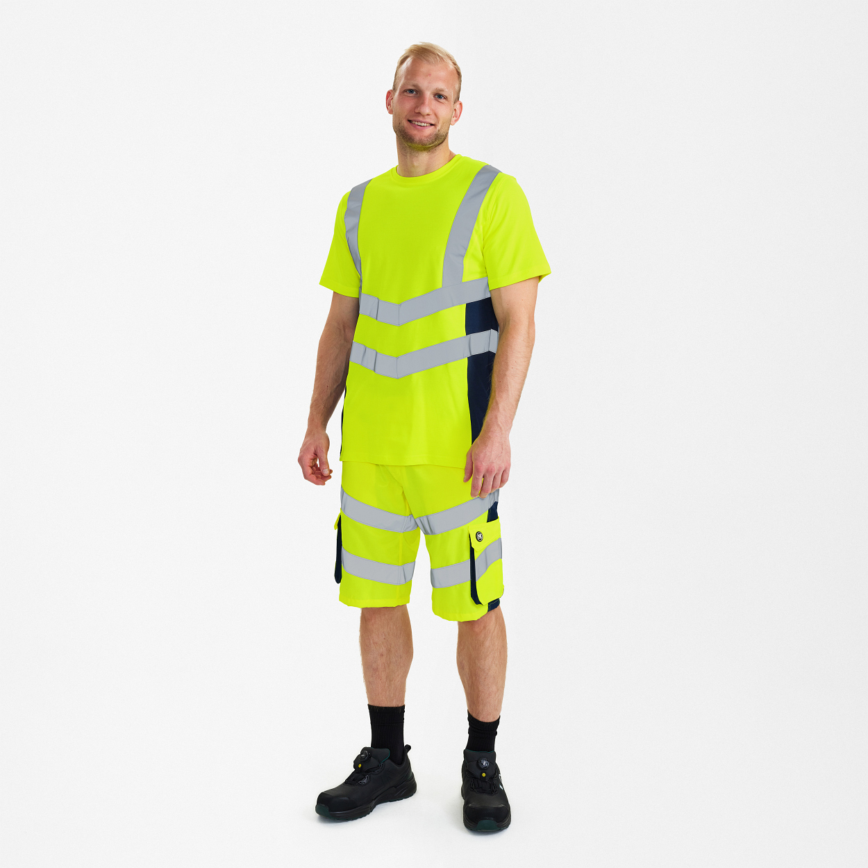 ENGEL Safety T-Shirt in Gelb/Blue Ink, Größe XS