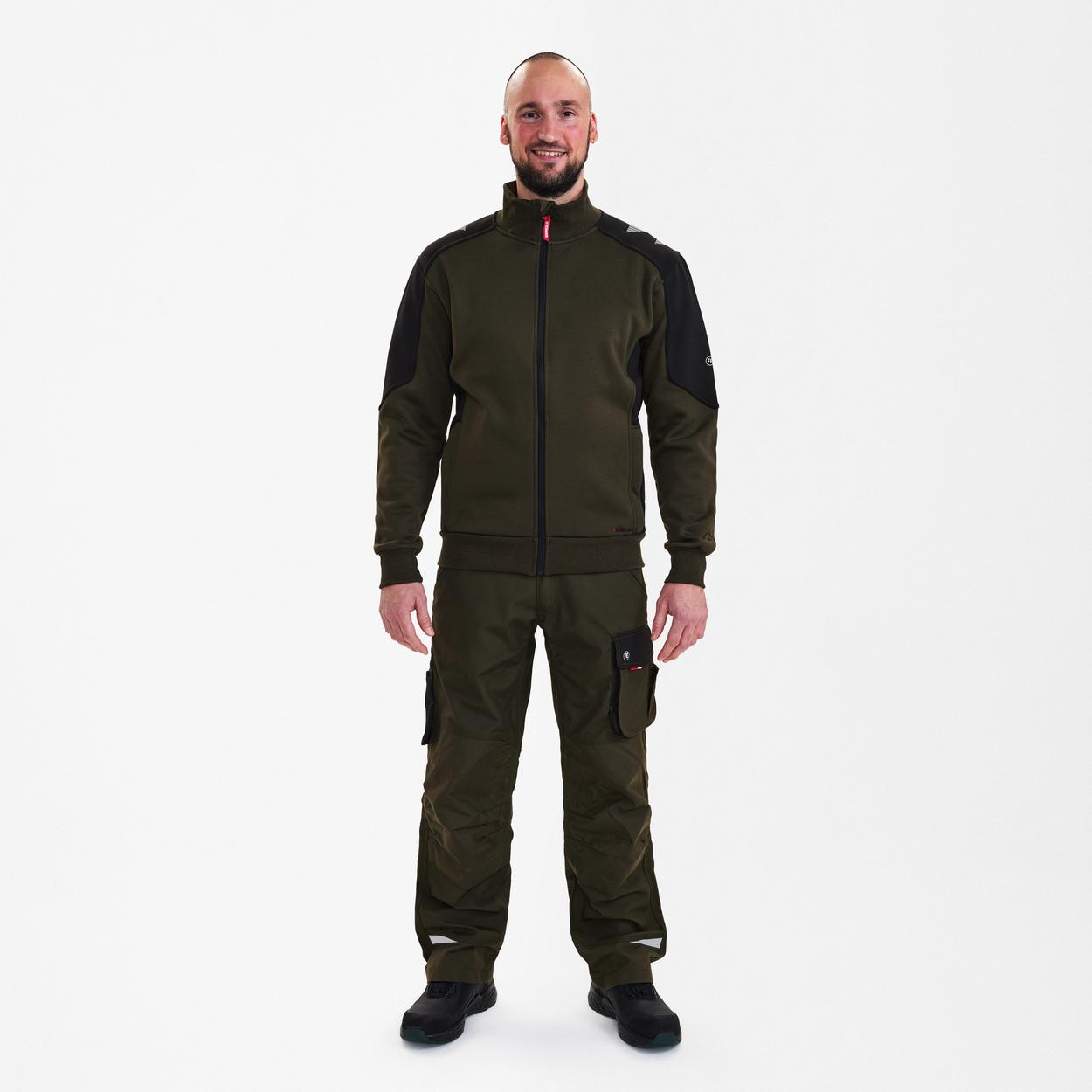 ENGEL Galaxy Sweatcardigan mit Kragen in Forest Green/Schwarz, Größe XS