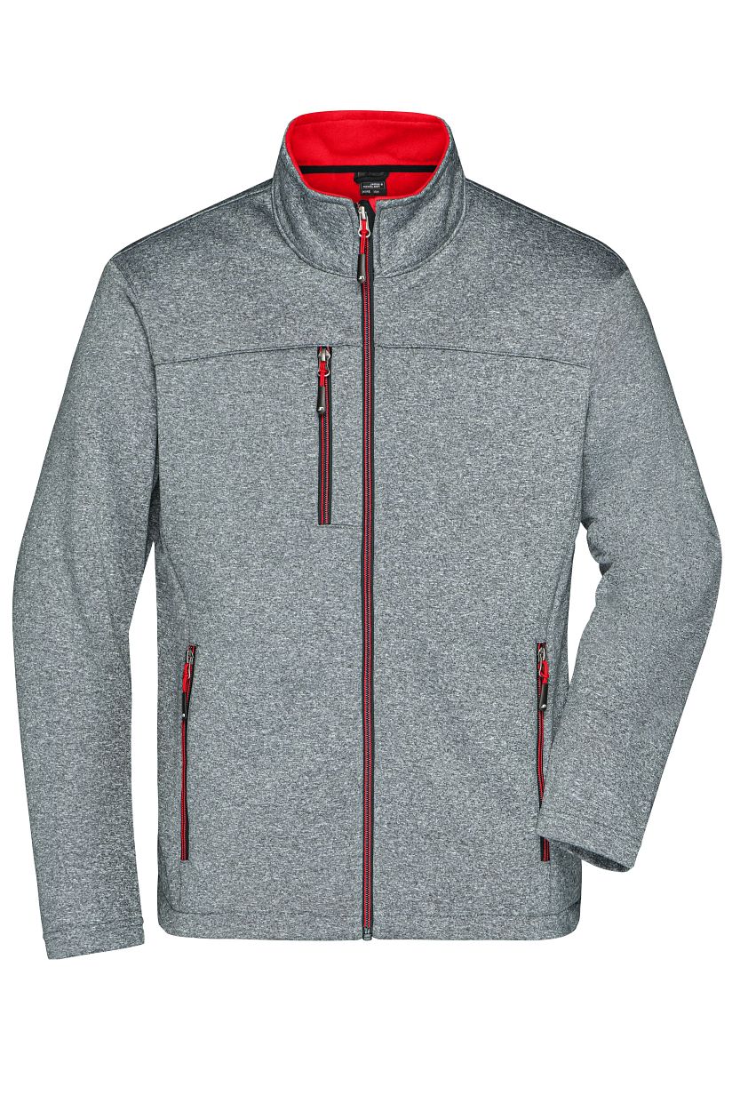 Men's Softshell Jacket "JN1148" in Dark-Melange/Red, Größe 3XL - Daiber