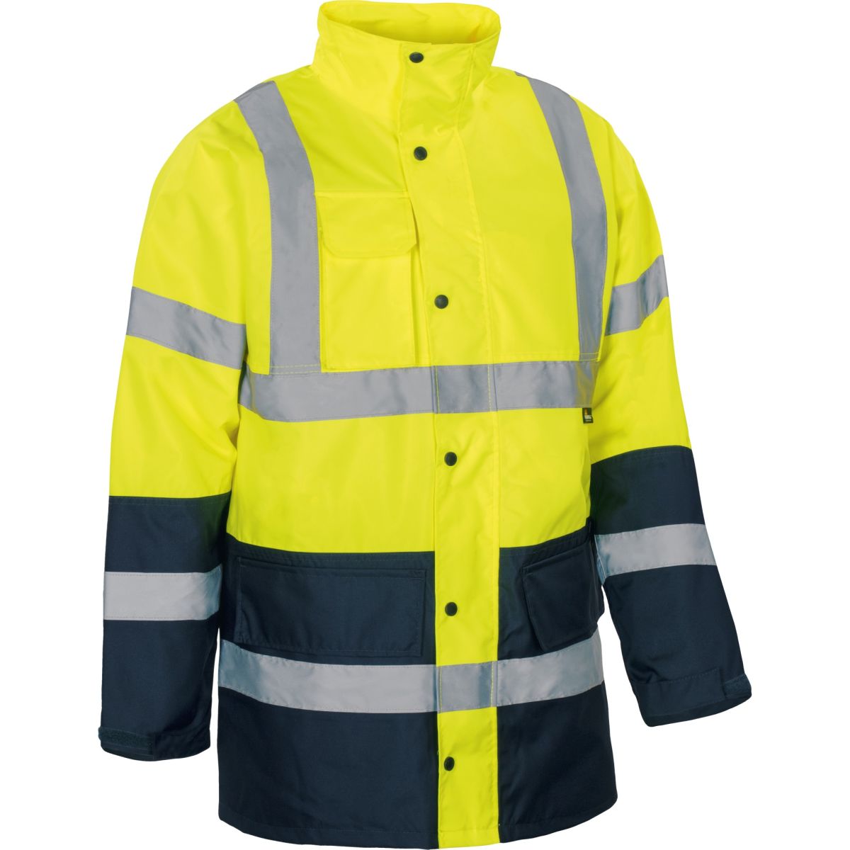 Warnschutz-Kontrast-Regenjacke leuchtgelb-marine von Vizwell