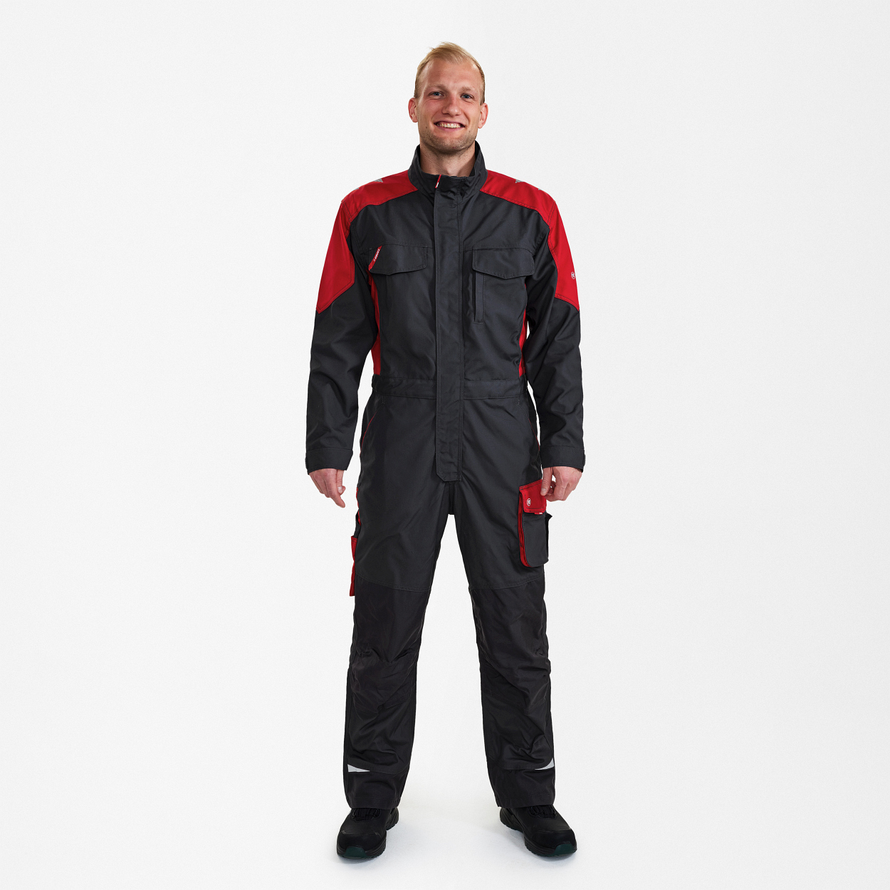 ENGEL Galaxy Overall in Anthrazit Grau/Tomato Red, Größe XS