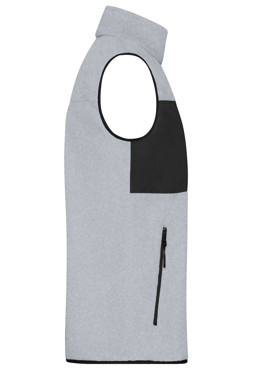 Men's Fleece Vest GRS "JN1310" in Light-Melange/Black, Größe 3XL - Daiber