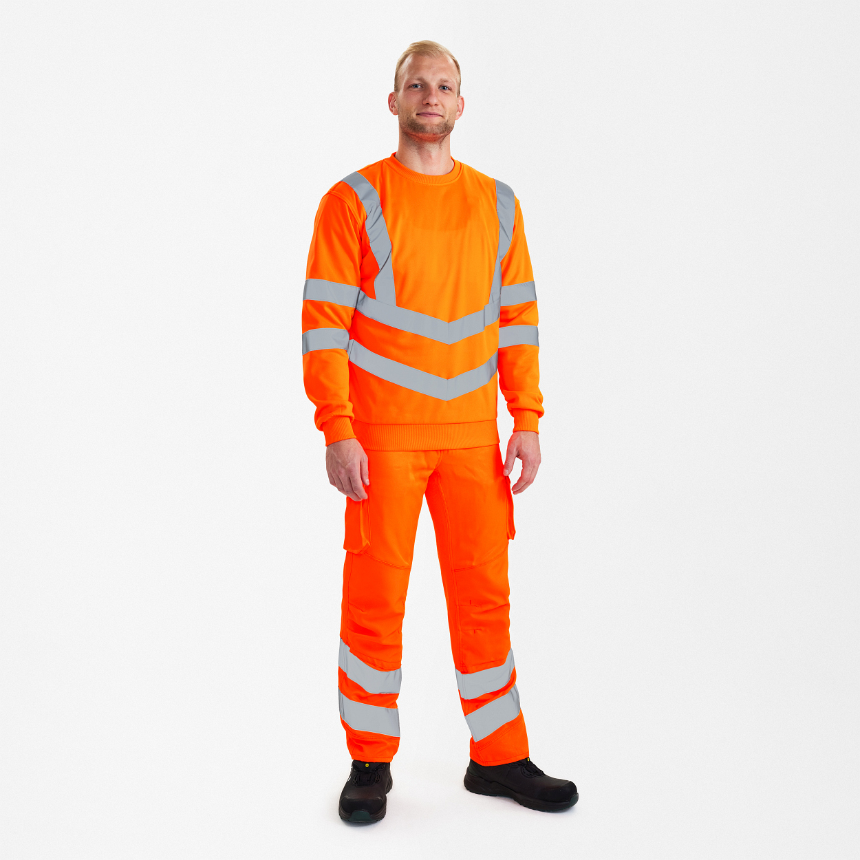 ENGEL Safety Sweatshirt in Hi-vis Orange, Größe XS