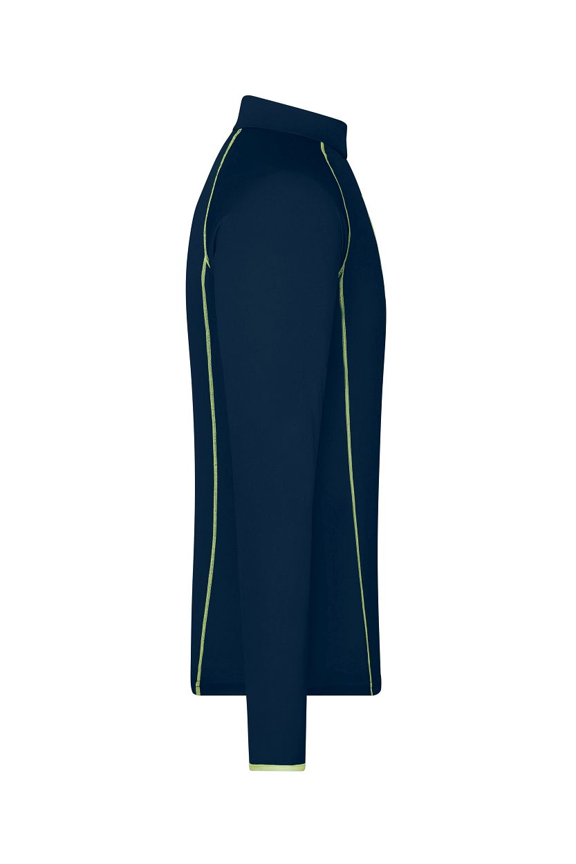 Men's Sports Shirt Long-Sleeved "JN498" in Navy/Bright-Yellow, Größe 2XL - Daiber