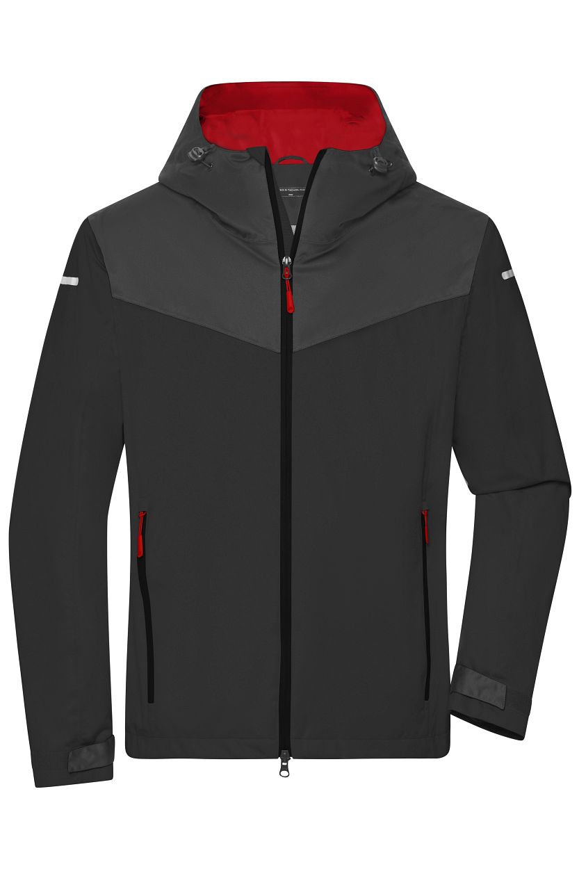 Men's Allweather Jacket GRS "JN1180" in Black/Carbon/Light-Red, Größe 3XL - Daiber