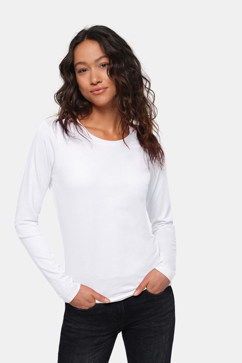 HAKRO 178 Damen Longsleeve Classic in Weiß, Größe XL HAKRO 178 Damen Longsleeve Classic in Weiß, Größe XL