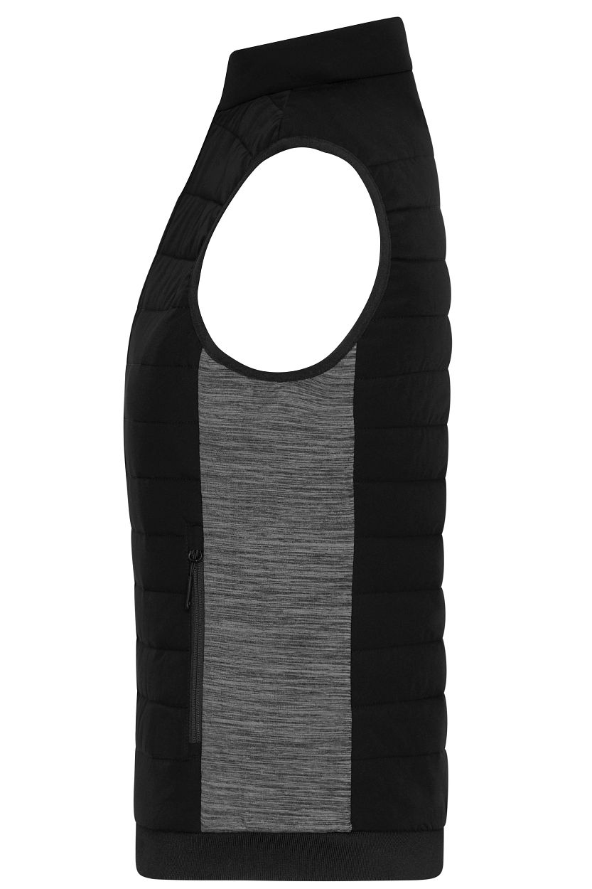 Ladies' Padded Hybrid Vest "JN1863" in Black/Carbon-Melange, Größe 4XL - Daiber