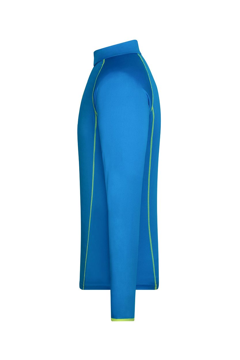 Men's Sports Shirt Long-Sleeved "JN498" in Bright-Blue/Bright-Yellow, Größe 2XL - Daiber