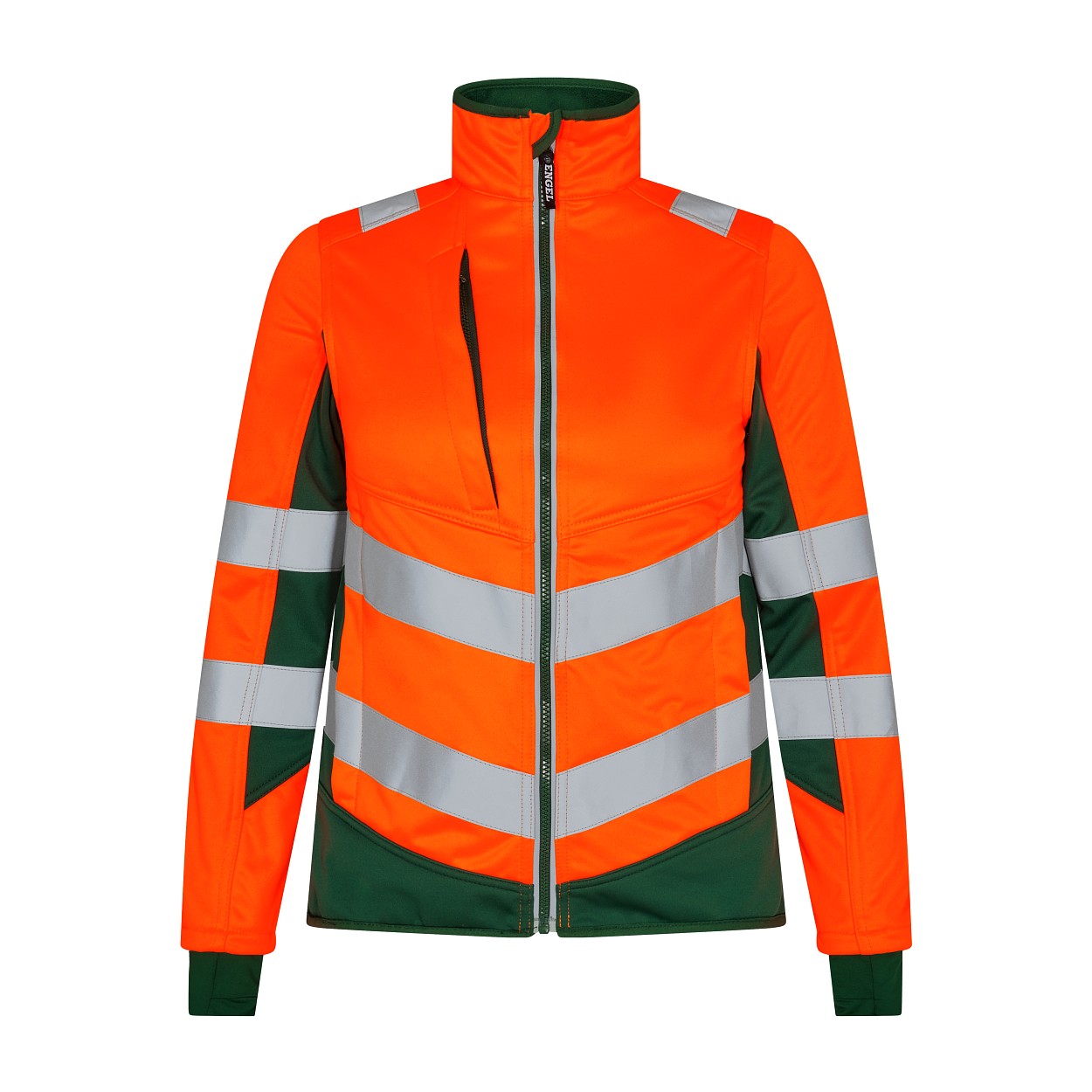 ENGEL Safety Damen Softshelljacke in Orange/Grün, Größe XS