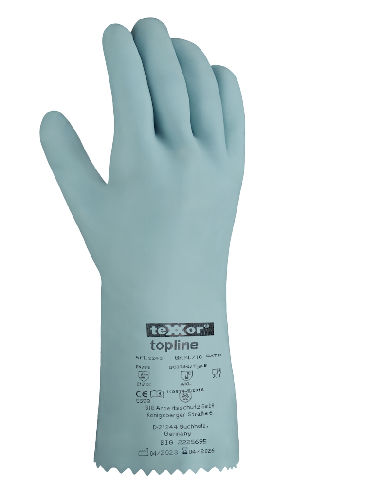 teXXor® topline Chemikalienschutz-Handschuhe NATURLATEX in Blau, Größe 11