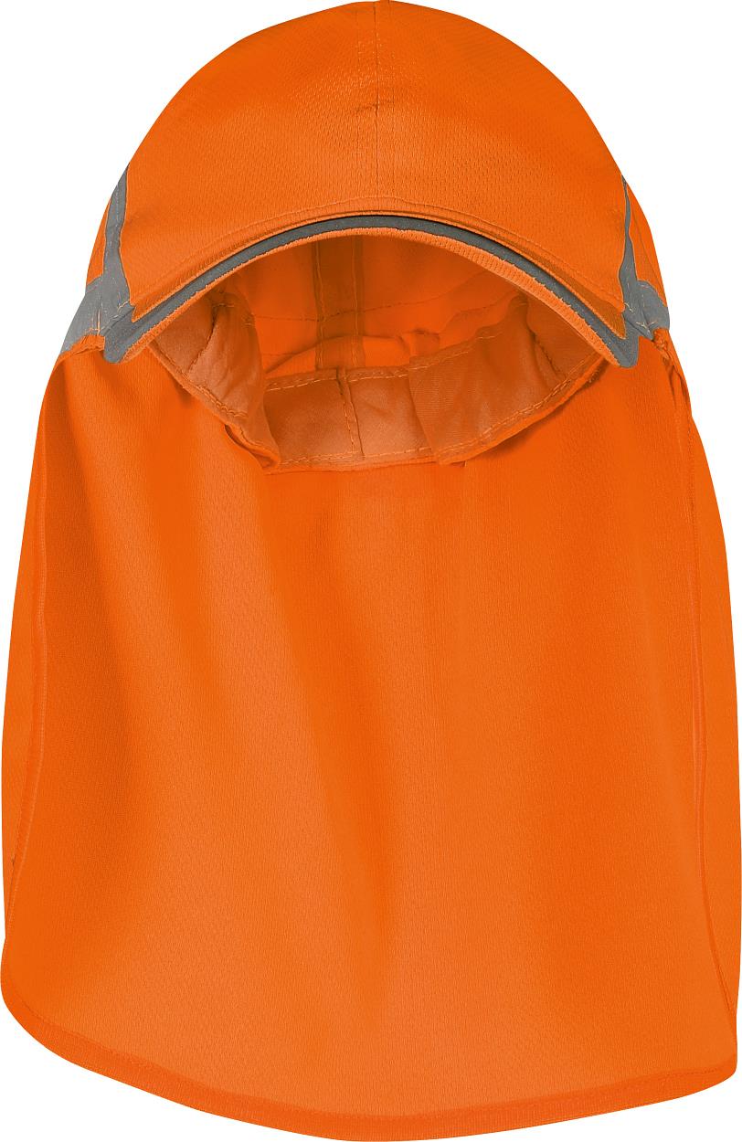 Warnschutz-Kappe mit Nackenschutz & UV-50 in leuchtorange von Vizwell