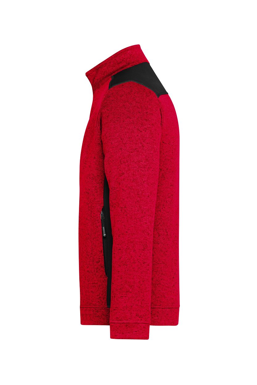 Men's Knitted Workwear Fleece Jacket - STRONG - "JN862" in Red-Melange/Black, Größe 6XL - Daiber
