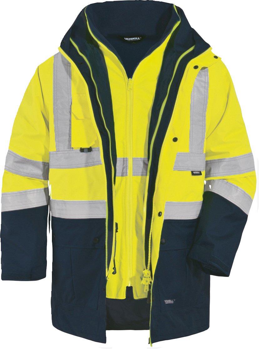 Warnschutz-Kontrast-Parka leuchtgelb-marine in Gr. XXL von Vizwell