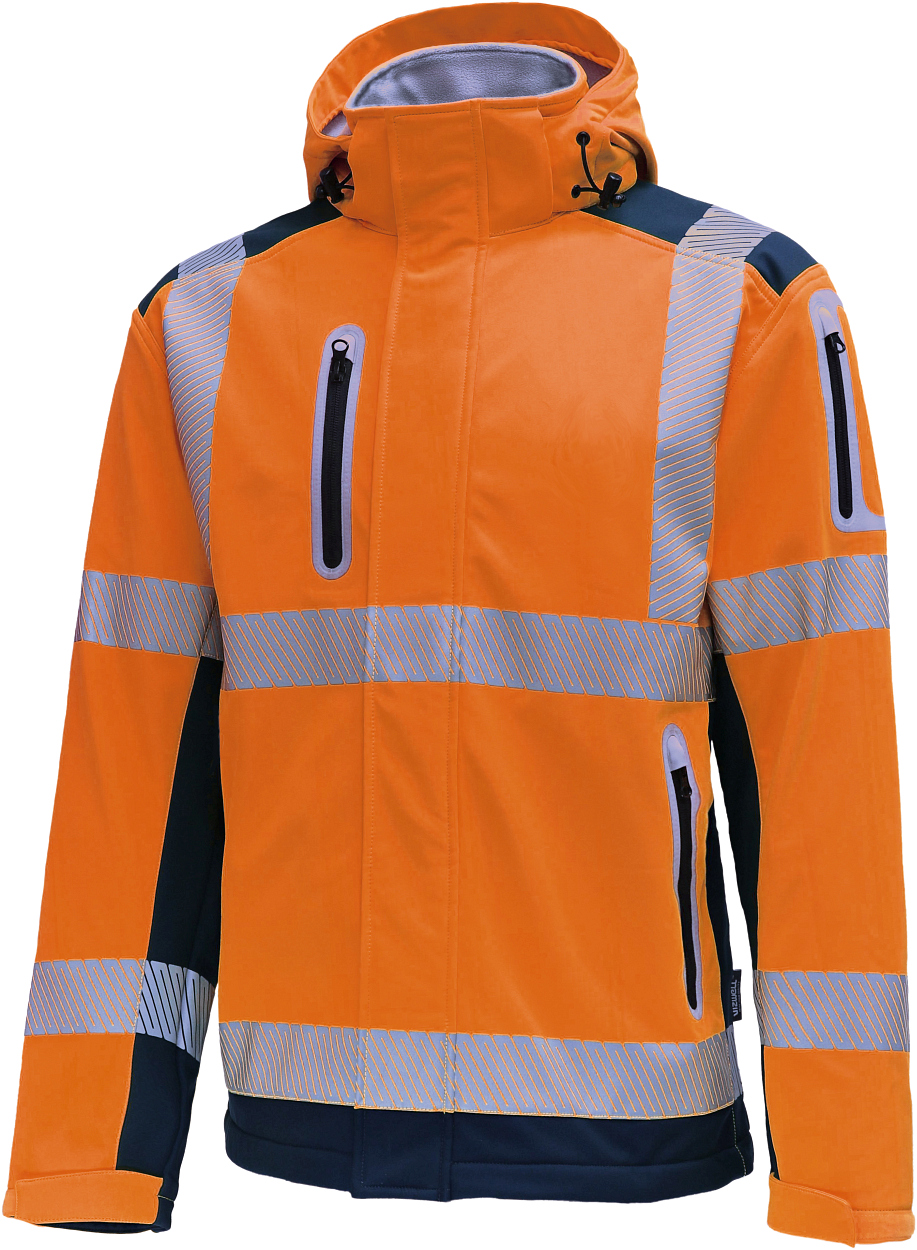 Kontrast-Softshelljacke leuchtorange-marine in Gr. XXL von Vizwell