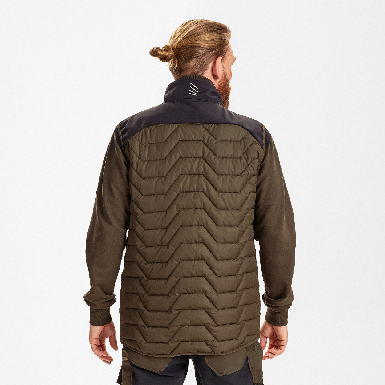 ENGEL Entire Steppweste in Forest Green/Schwarz, Größe 2XL