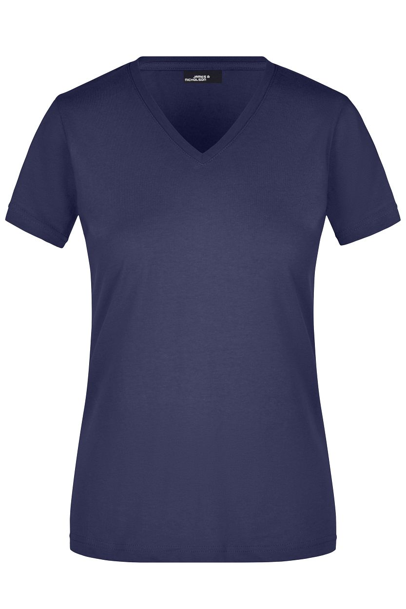 Ladies' Slim Fit V-T "JN972" in Navy, Größe 2XL - Daiber