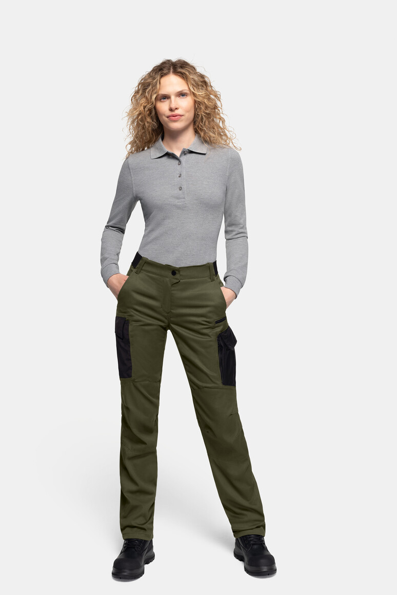 HAKRO 714 DAMEN WORKER-PERFORMANCEHOSE X-STRETCH ECO in Olive, Größe 3XL