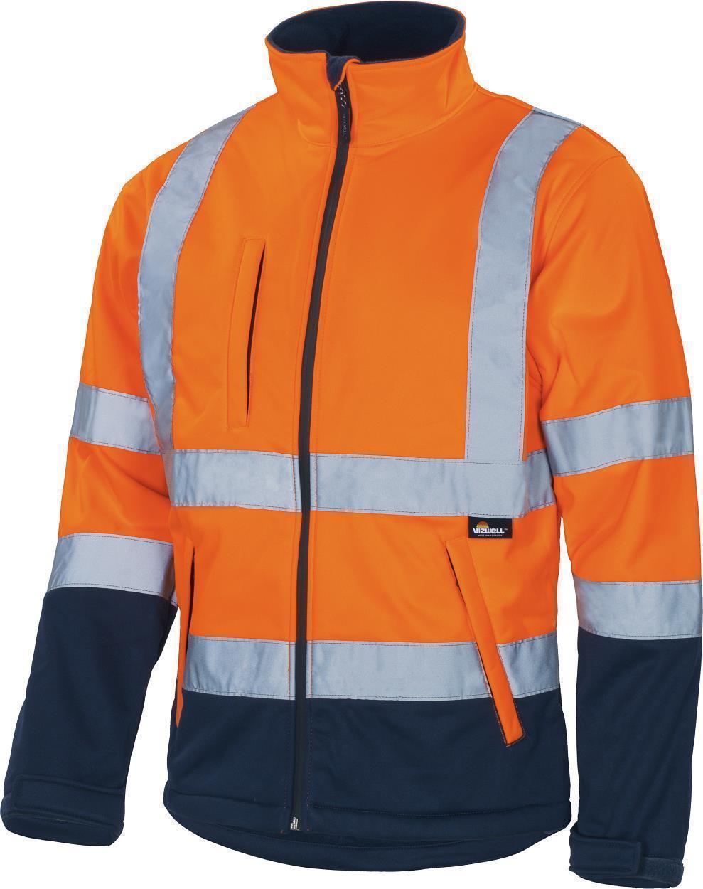 Kontrast-Softshelljacke leuchtorange-marine in Gr. XXL von Vizwell