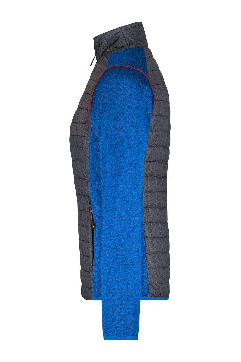 Ladies' Knitted Hybrid Jacket "JN741" in Royal-Melange/Anthracite-Melange, Größe 2XL - Daiber