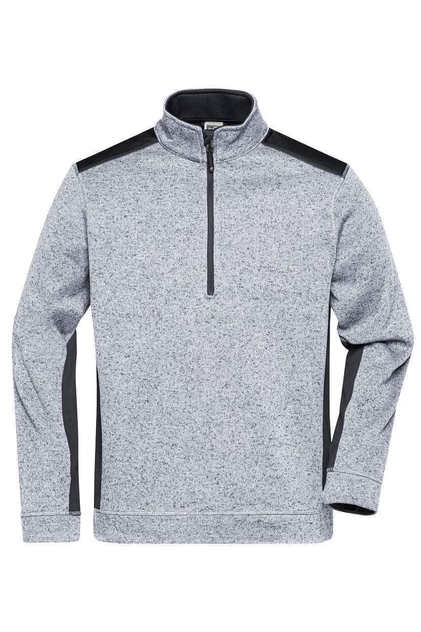 Men's Knitted Workwear Fleece Half-Zip - STRONG - "JN864" in White-Melange/Carbon, Größe 6XL - Daiber