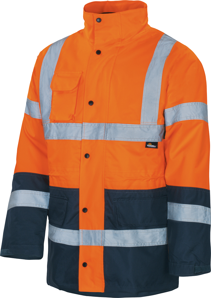 Warnschutz-K-Parka 2in1 leuchtorange-marine in Gr. XXL von Vizwell