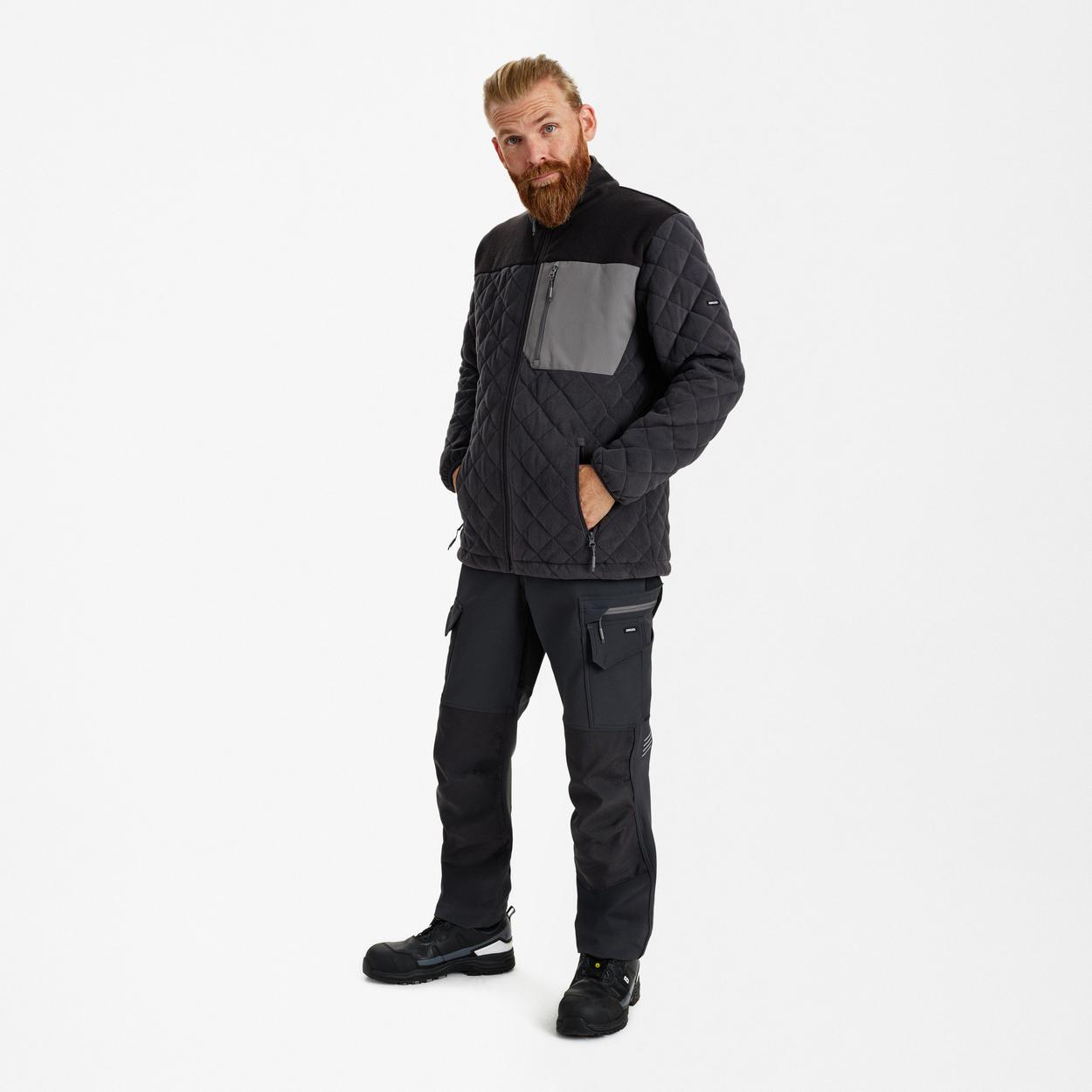 ENGEL Entire Gestepptes-Fleecejacke in Anthrazitgrau/Schwarz, Größe XS