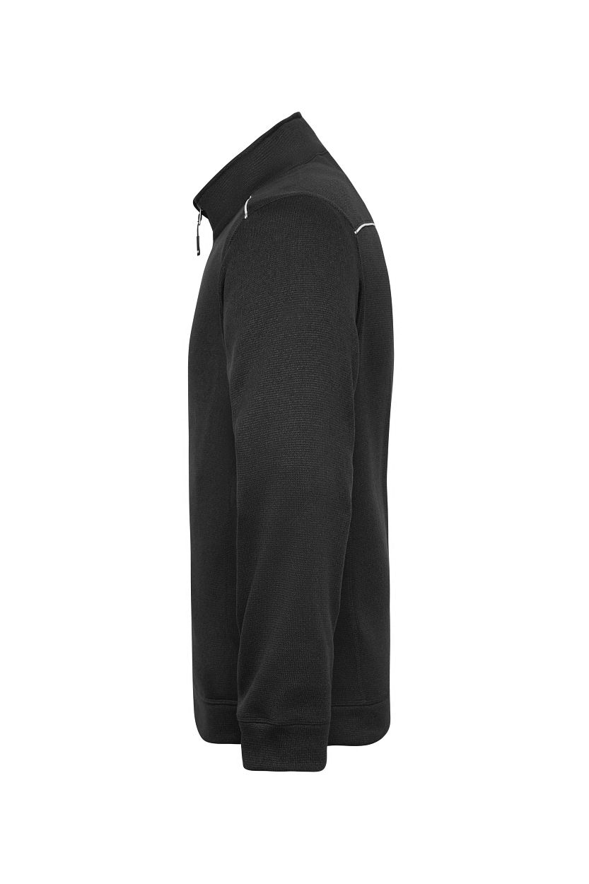 Men's Knitted Workwear Fleece Jacket - SOLID - "JN898" in Black/Black, Größe 6XL - Daiber