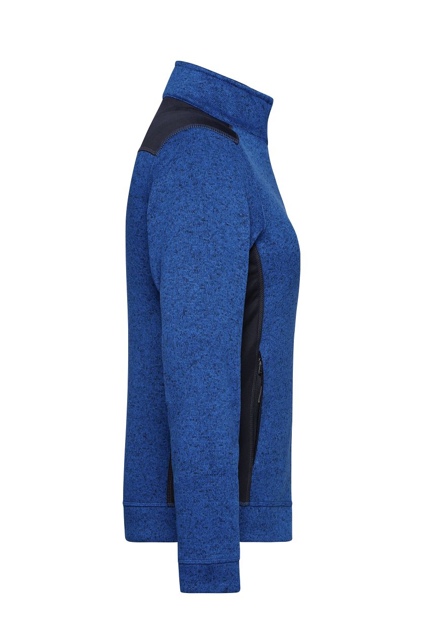 Ladies' Knitted Workwear Fleece Jacket - STRONG - "JN861" in Royal-Melange/Navy, Größe 4XL - Daiber
