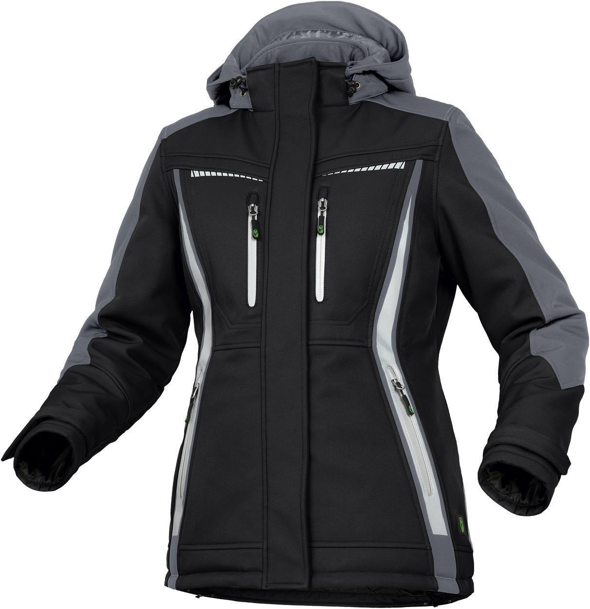 Damen Winter-Softshelljacke Schwarz/Grau FLXDI, Gr. 52 von Leibwächter