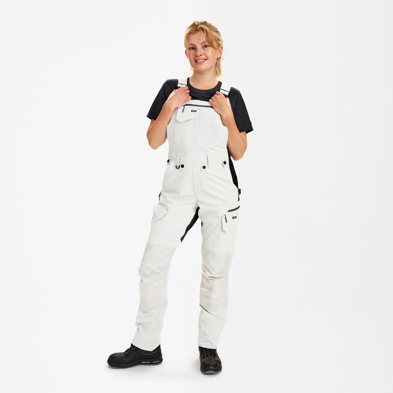 ENGEL Entire Damen Latzhose mit 4-Wege-Stretch in Bone White / Anthracite Grey, Größe 48