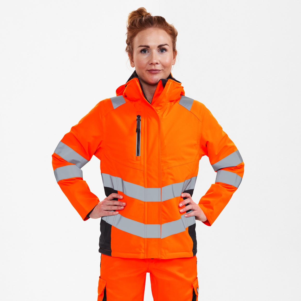 ENGEL Safety Damen Winterjacke in Orange/Anthrazit Grau, Größe XS