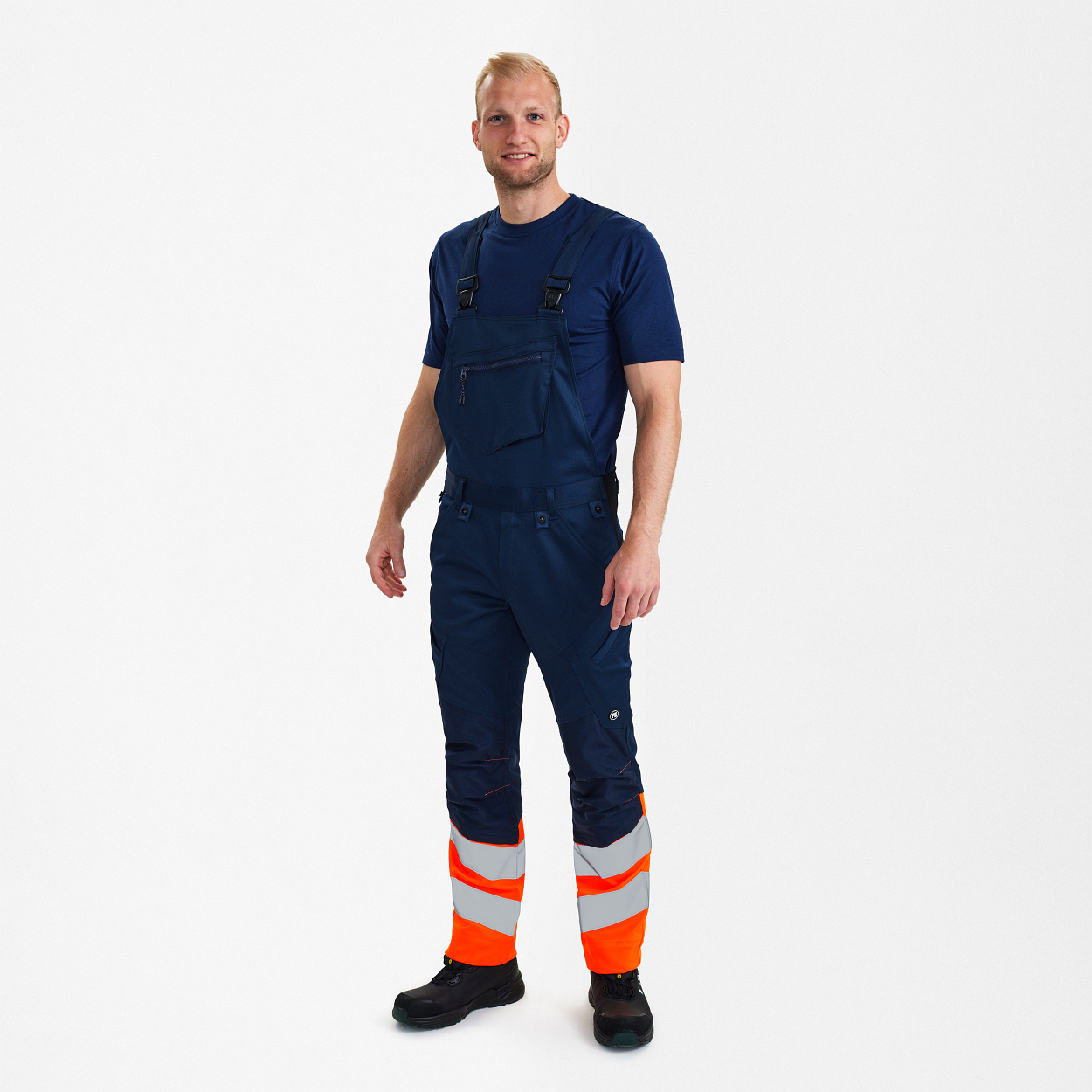 ENGEL Safety Latzhose in Blue Ink/Orange, Größe 26