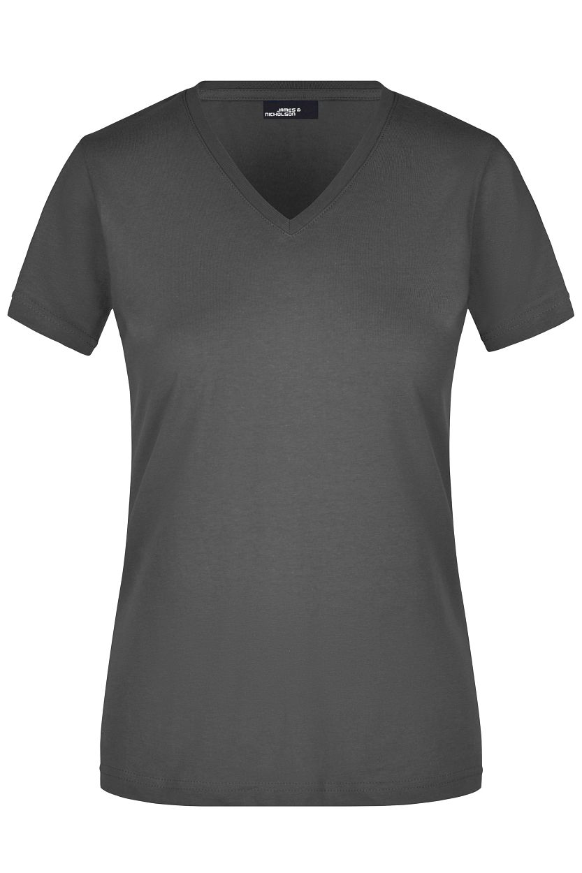 Ladies' Slim Fit V-T "JN972" in Graphite, Größe 2XL - Daiber