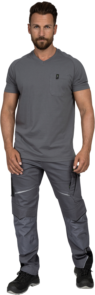 T-Shirt V-Neck Uwe FLEXT07 Flex Line in Grau, Gr. XS von Leibwächter