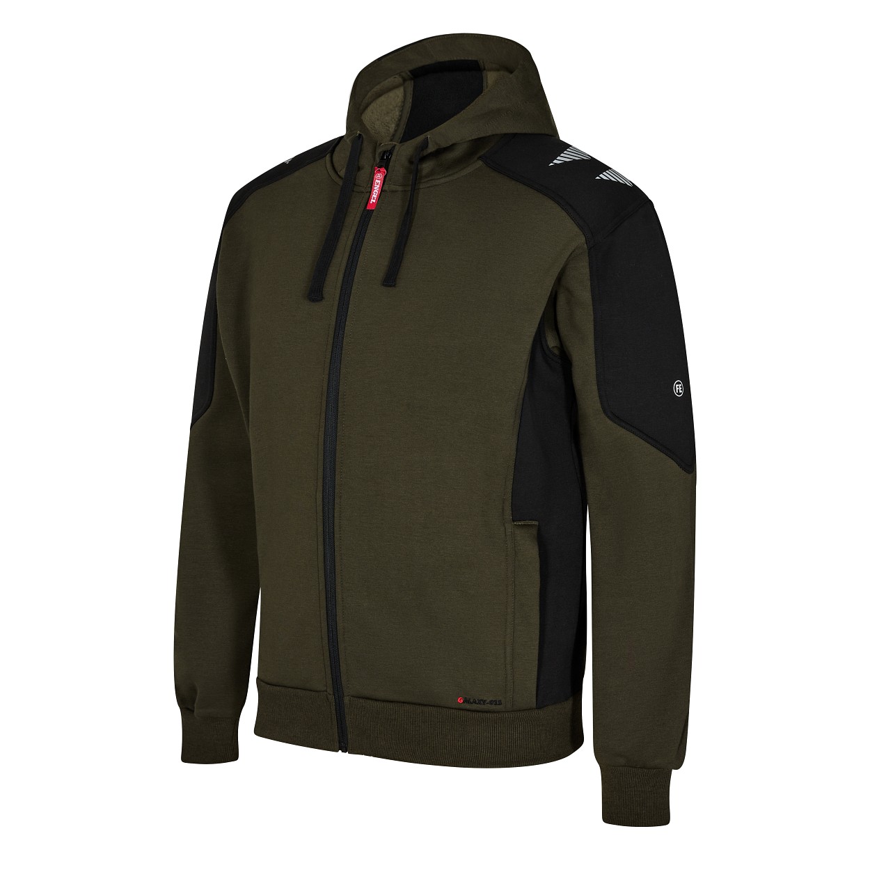 ENGEL Galaxy Sweatcardigan mit Kapuze in Forest Green/Schwarz, Größe XS