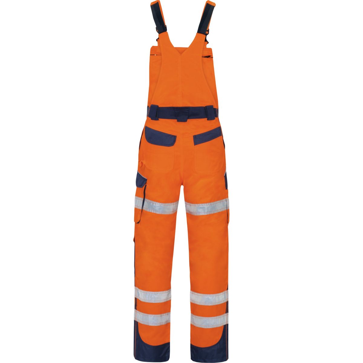 Warnschutz-Kontrast-Latzhose leuchtorange-marine von Vizwell Warnschutz-Kontrast-Latzhose leuchtorange-marine von Vizwell
