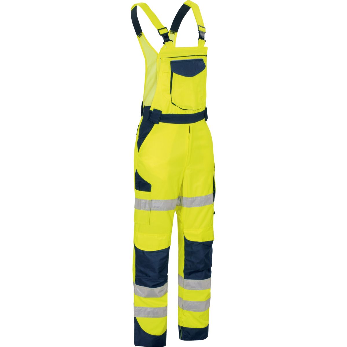 Warnschutz-Kontrast-Latzhose leuchtgelb-marine von Vizwell Warnschutz-Kontrast-Latzhose leuchtgelb-marine von Vizwell
