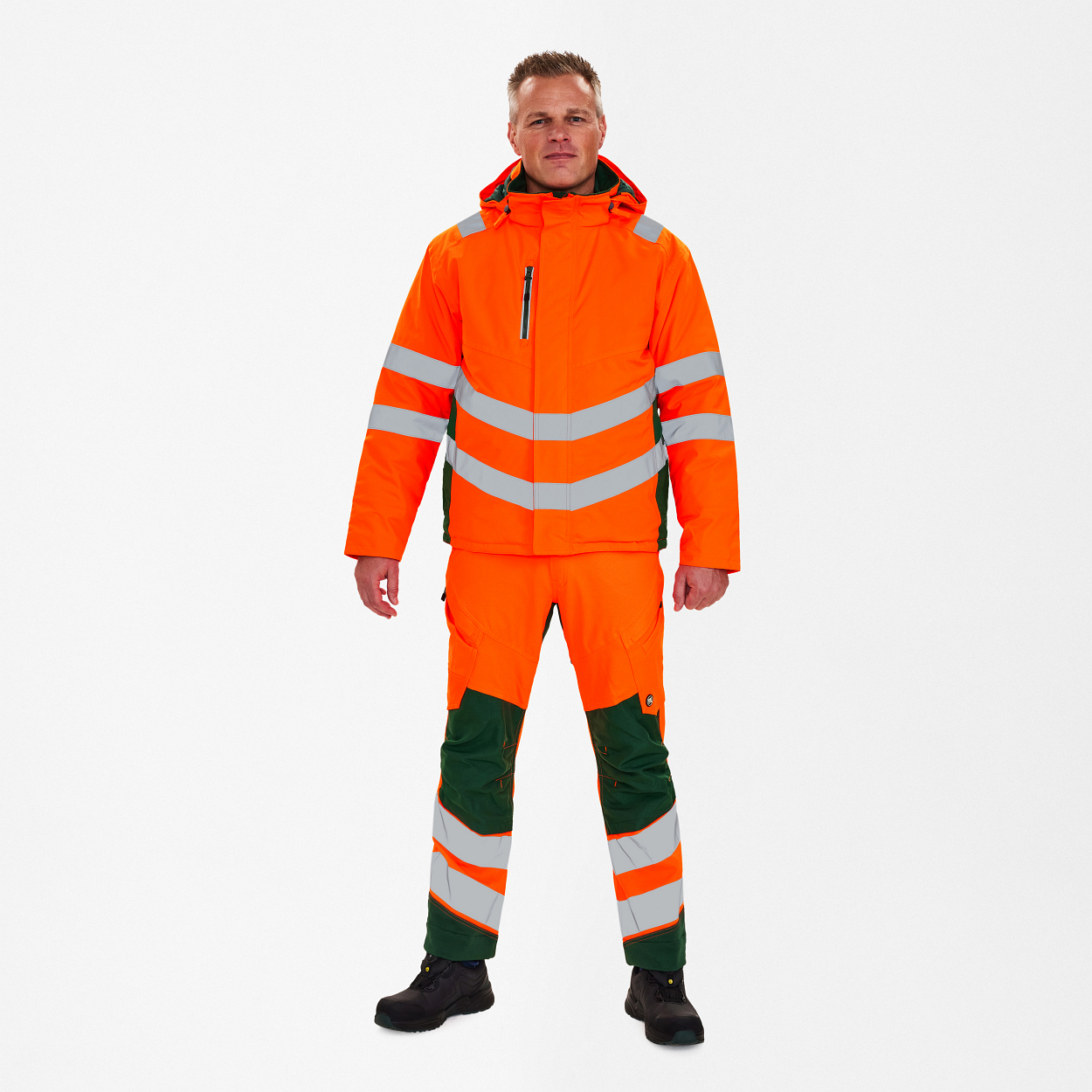 ENGEL Safety Winterjacke in Orange/Grün, Größe XS