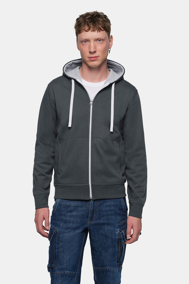 HAKRO 455 Kapuzenjacke Bonded ECO in anthrazit/silber, Größe 3XL