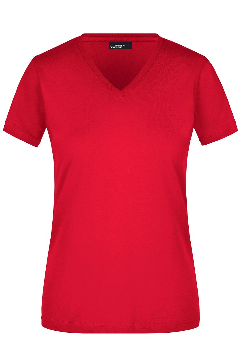 Ladies' Slim Fit V-T "JN972" in Red, Größe 2XL - Daiber