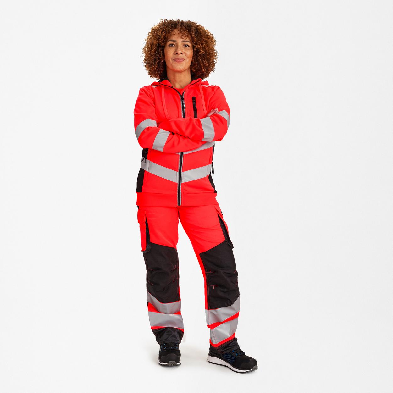 ENGEL Safety Damen Sweatcardigan in Rot/Schwarz, Größe XS