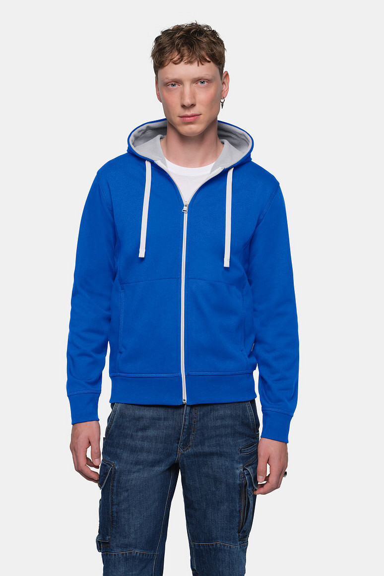 HAKRO 455 Kapuzenjacke Bonded ECO in royalblau/silber, Größe 3XL