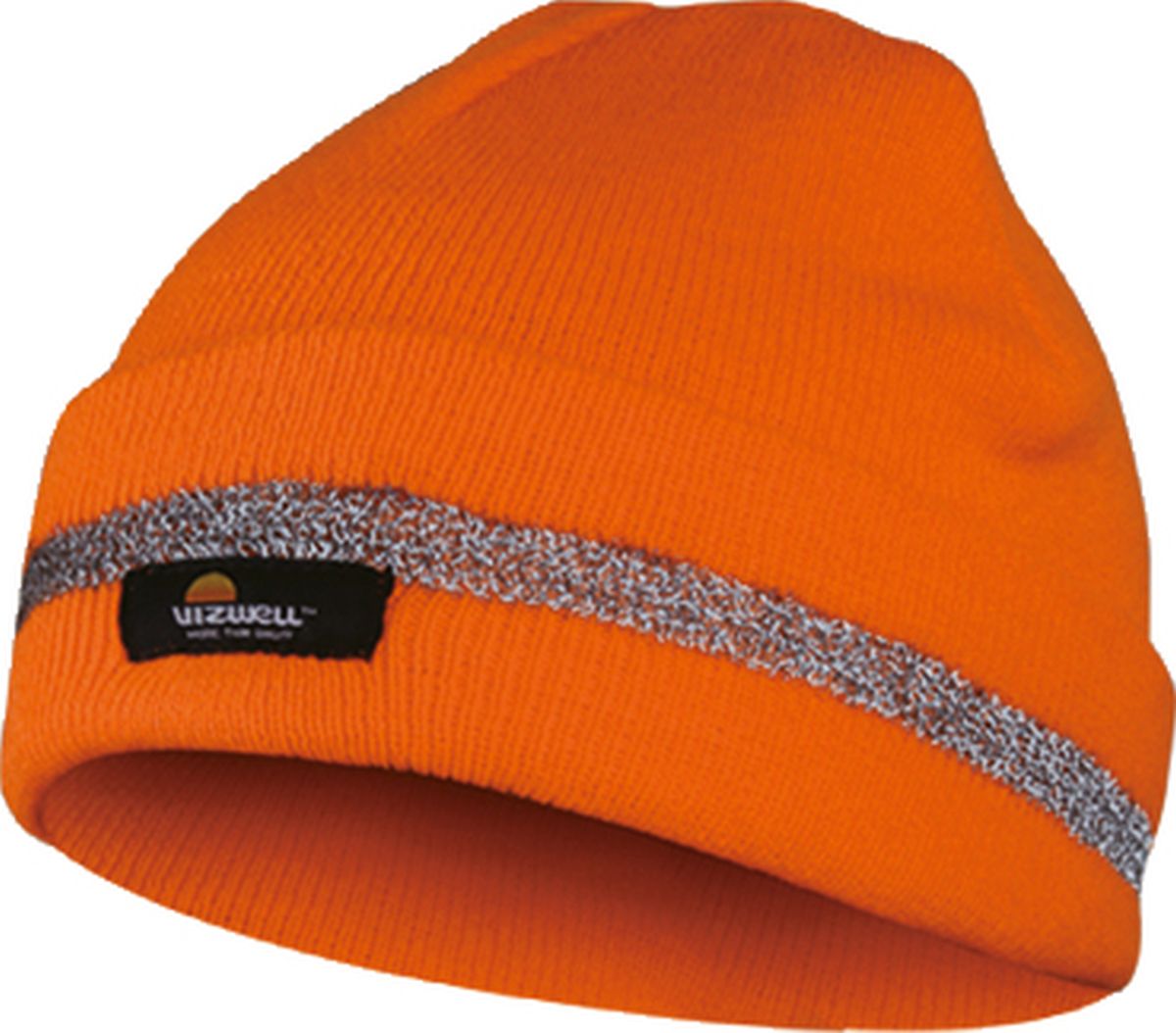 Warnschutz-Wintermütze in leuchtorange mit Reflektorstreifen von Vizwell