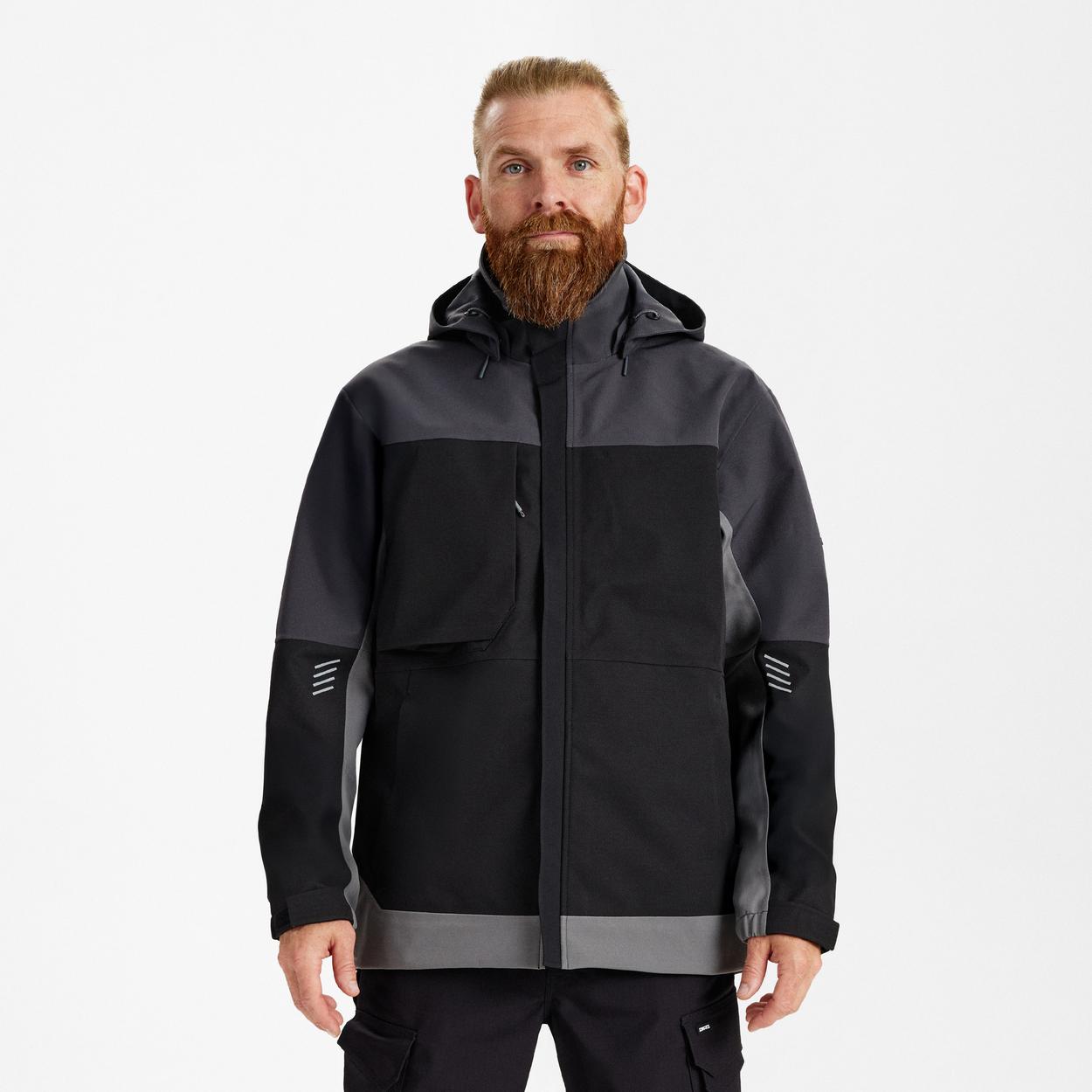 ENGEL Entire Shelljacke in Schwarz/Anthrazit Grau, Größe XS