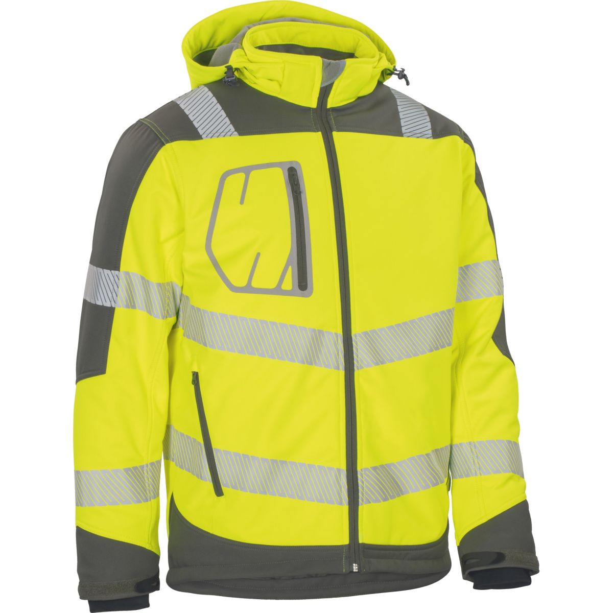 Winter-Kontrast-Softshelljacke leuchtgelb-grau von Vizwell