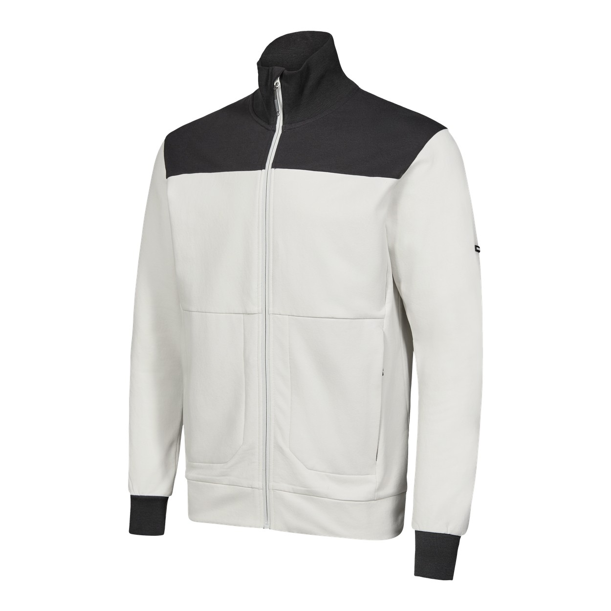 ENGEL Entire Sweatcardigan mit Kragen in Bone White / Anthracite Grey, Größe XS