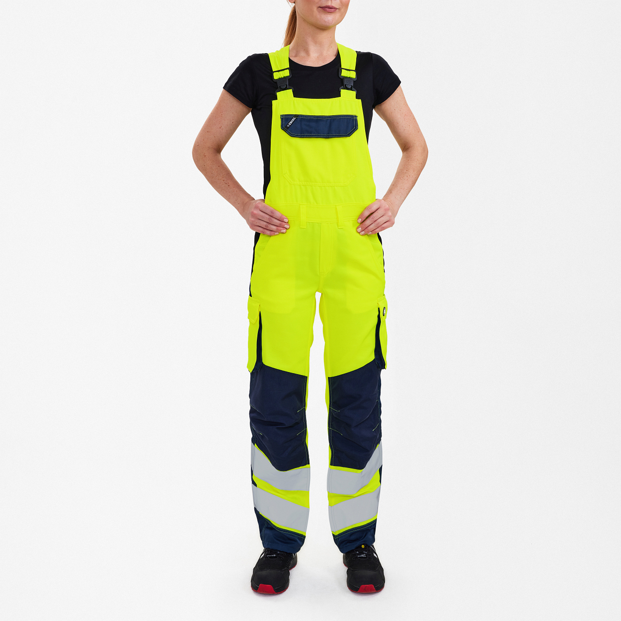 ENGEL Safety Light Damen Latzhose in Gelb/Blue Ink, Größe 48
