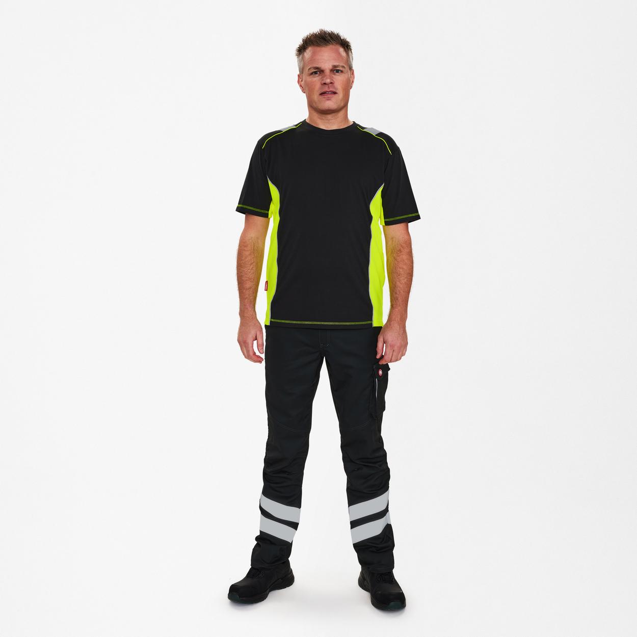 ENGEL Cargo 9870-258 T-Shirt in Schwarz/Gelb, Größe XS